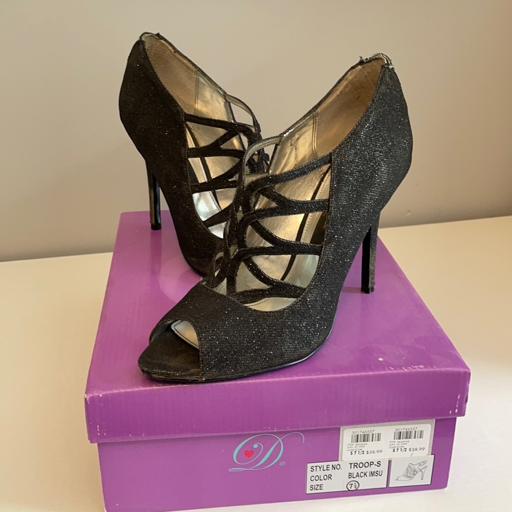 Black sparkly heels